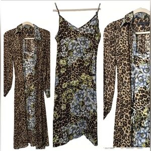 White House Black Market Leopard Print Nightgown Set